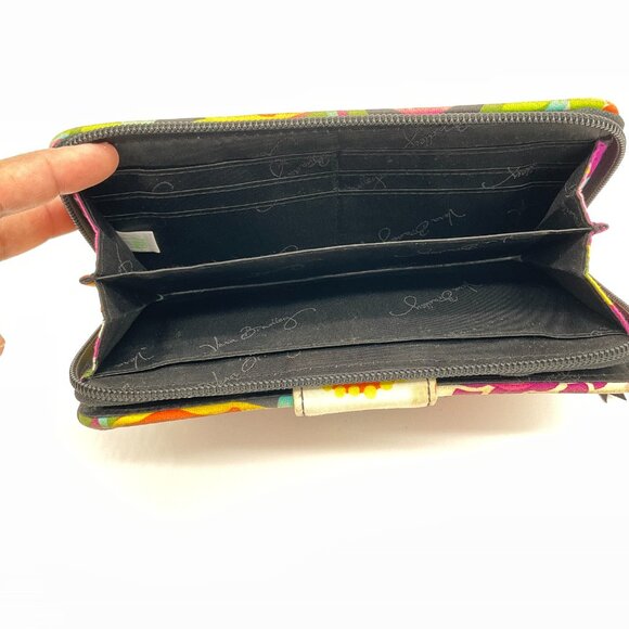 VERA BRADLEY FLORAL TURNLOCK CLASP WALLET Quilted - Picture 5 of 6